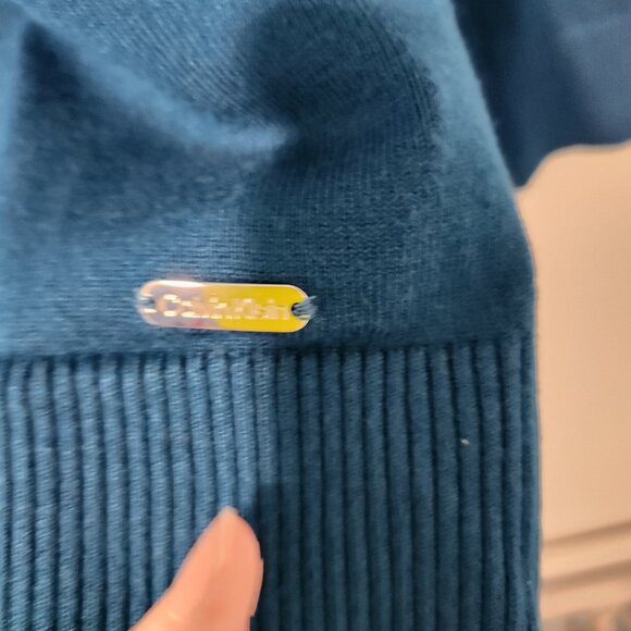 Calvin Klein Women's Teal Blue Long Sleeve Classic Soft Turtleneck Sweater-Large - Picture 5 of 7